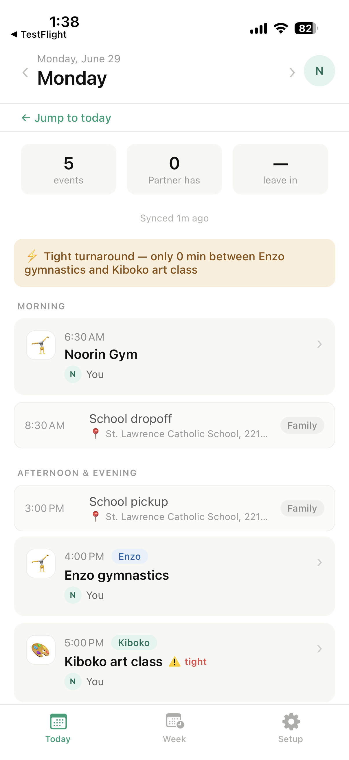 The shared daily plan